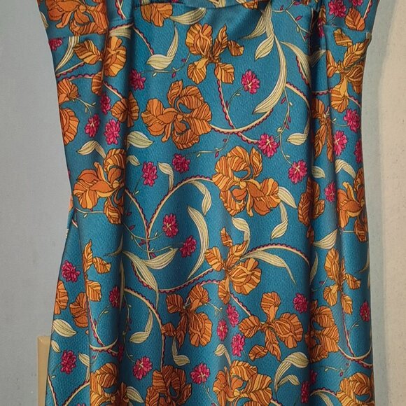 Sofia Jeans Maxi Sundress Turquoise w/Floral Print Women's Plus Size XXXL NEW!! - Picture 2 of 3